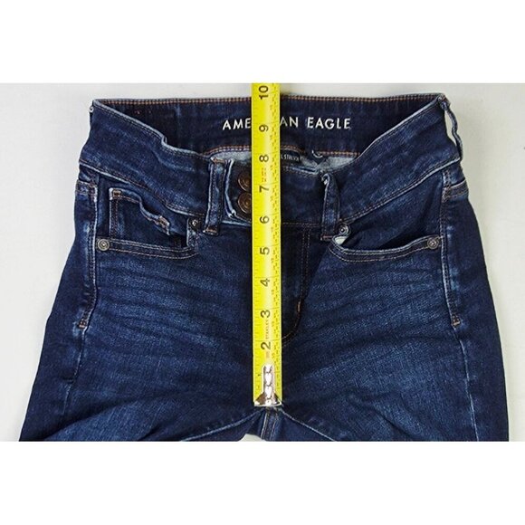 American Eagle Outfitters Size 00 Regular Womens 31" Inseam Kick Boot Blue Jeans - Picture 2 of 13